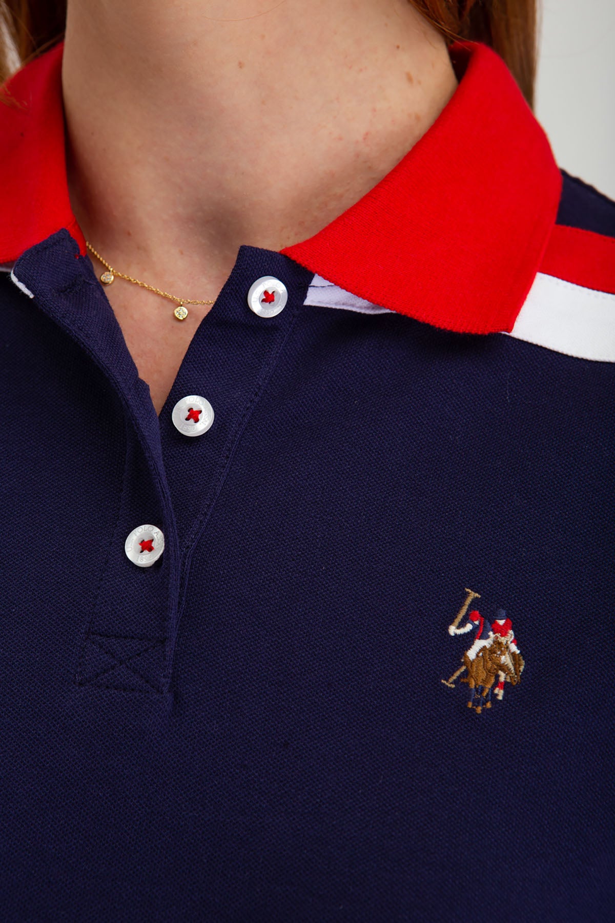 Striped Shoulder Polo Shirt with Vented Sides | Cotton Blend