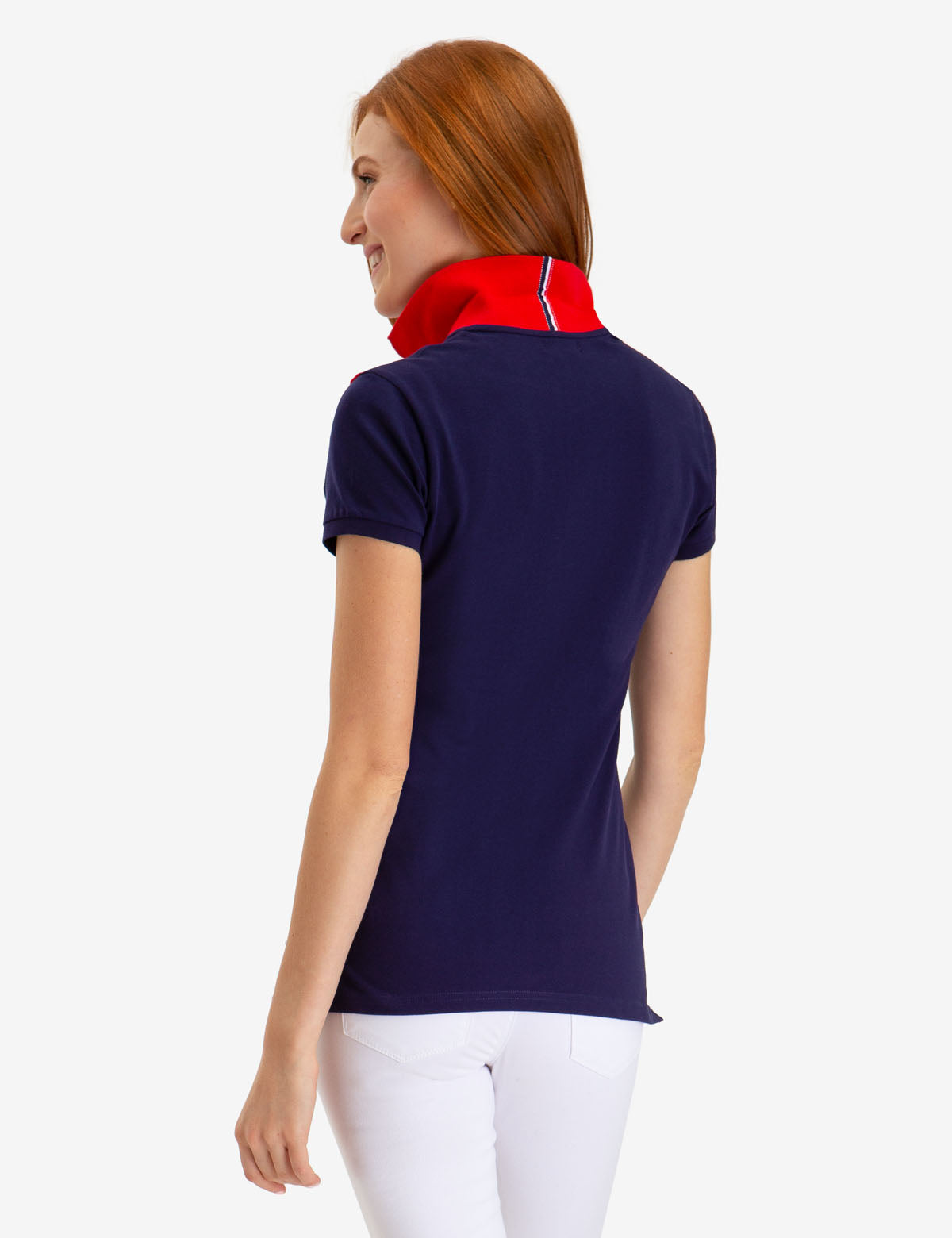 Striped Shoulder Polo Shirt with Vented Sides | Cotton Blend