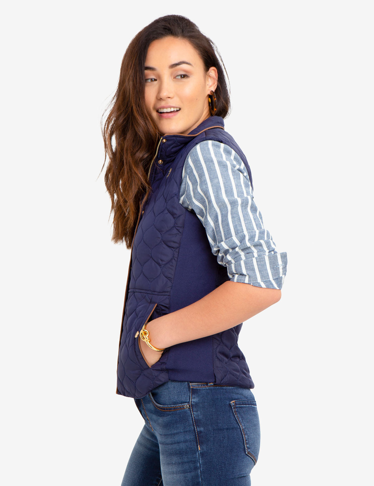 Quilted Knit Vest with Side Panels | Casual & Lightweight