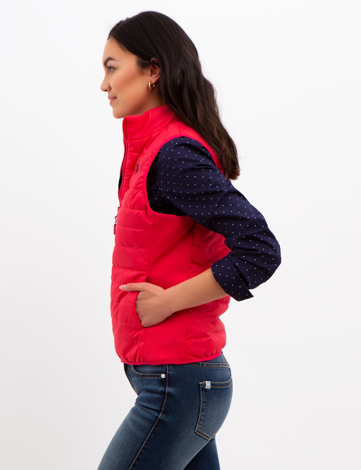 Side Knit Vest with Zipper Closure & Embroidered Logo | Casual Wear