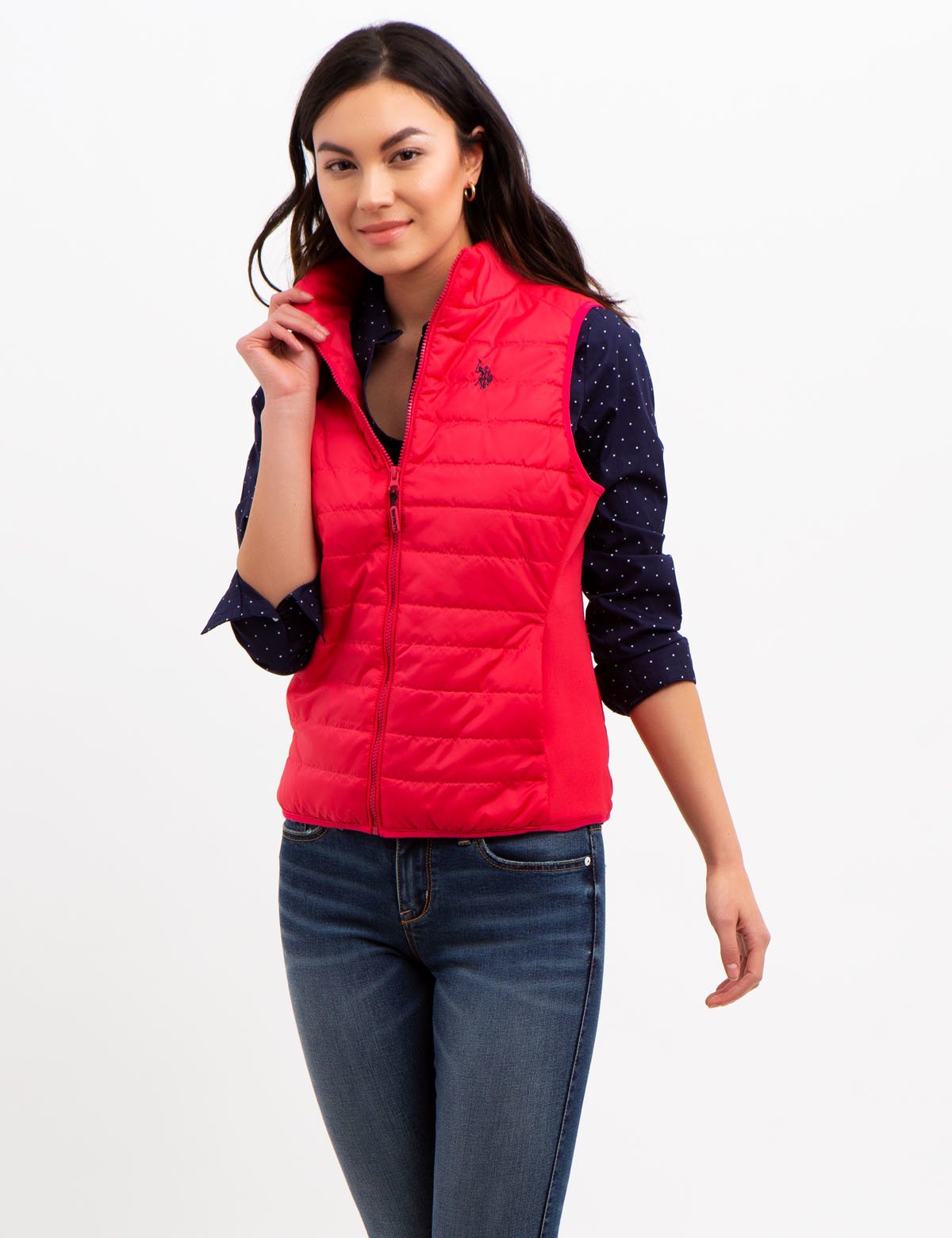 Side Knit Vest with Zipper Closure & Embroidered Logo | Casual Wear