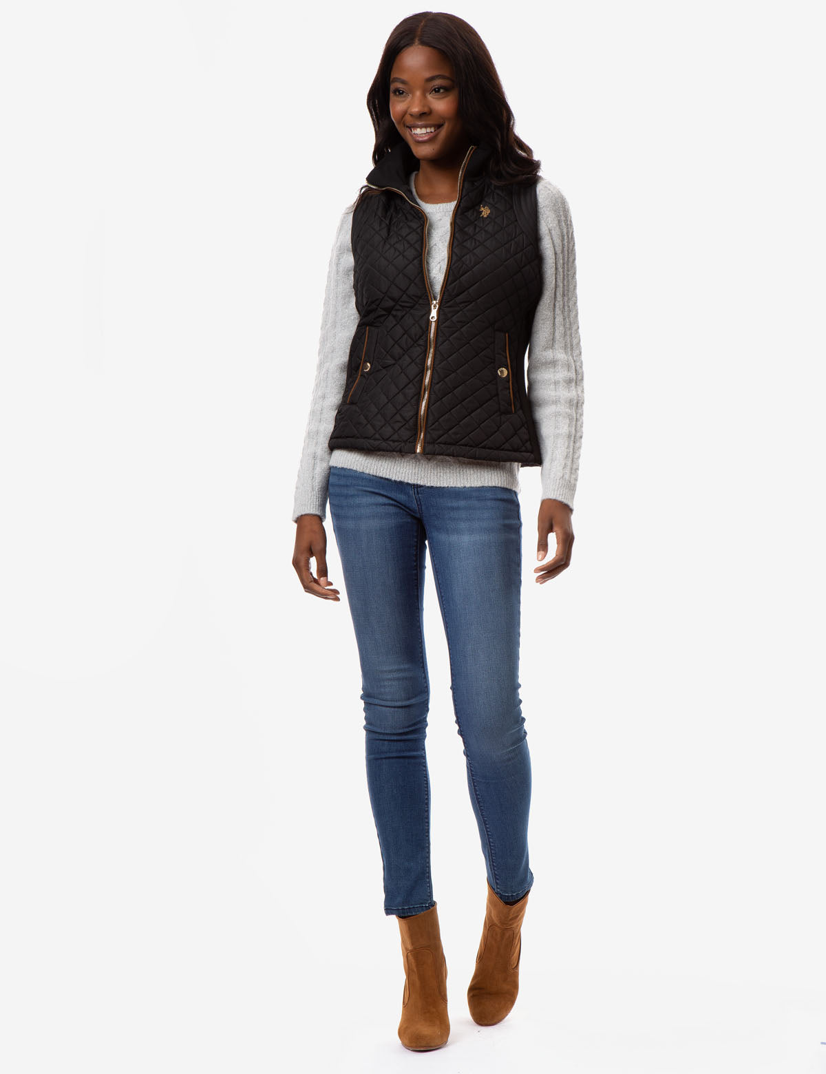 Side Knit Vest with Zipper Closure & Embroidered Logo | Casual Wear