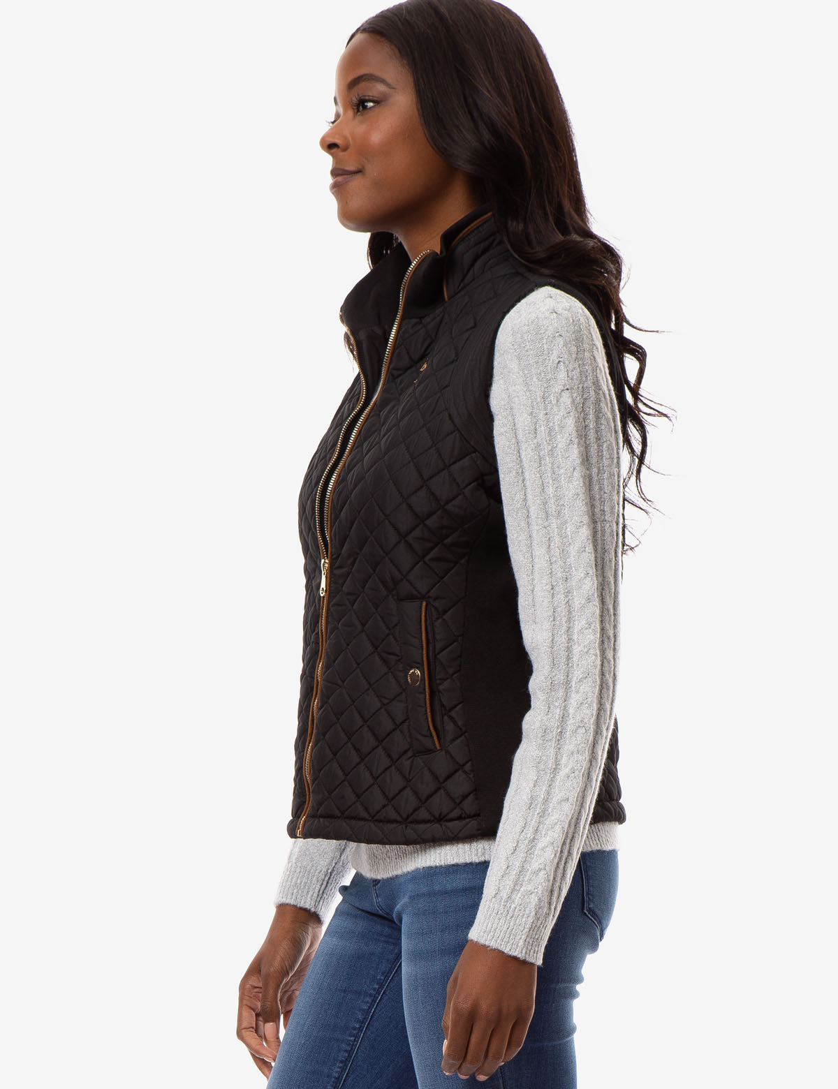 Side Knit Vest with Zipper Closure & Embroidered Logo | Casual Wear