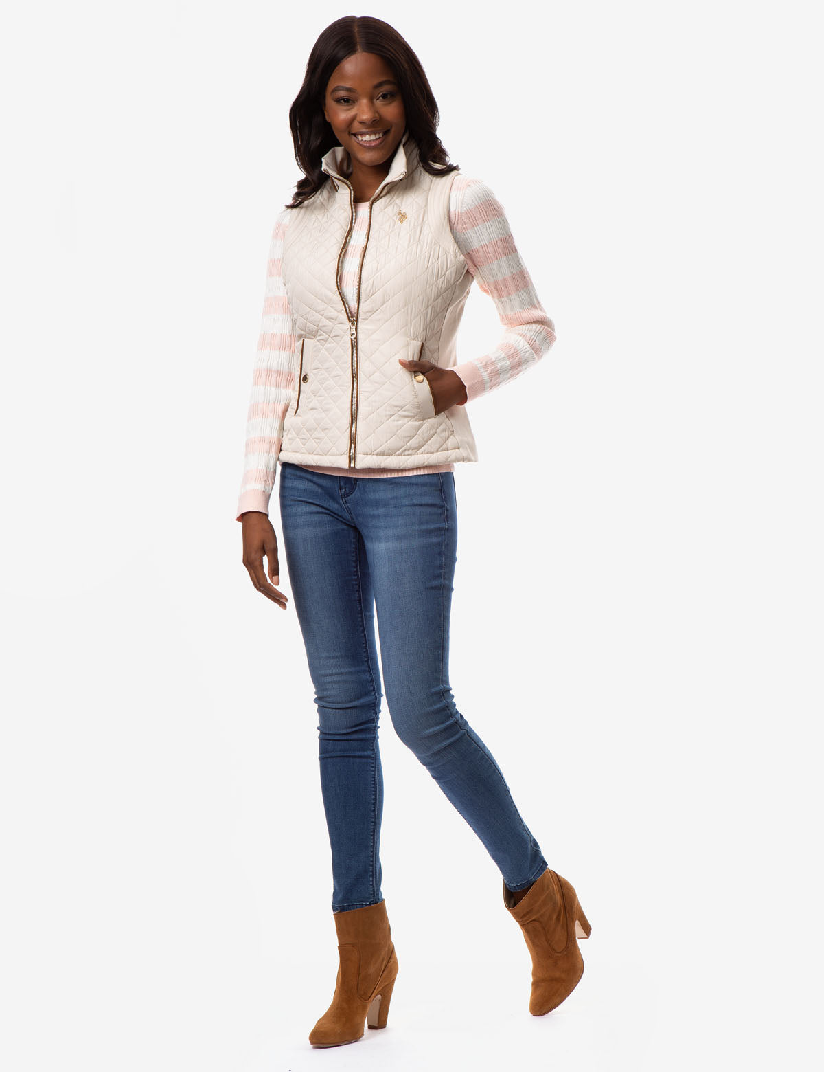 Side Knit Vest with Zipper Closure & Embroidered Logo | Casual Wear