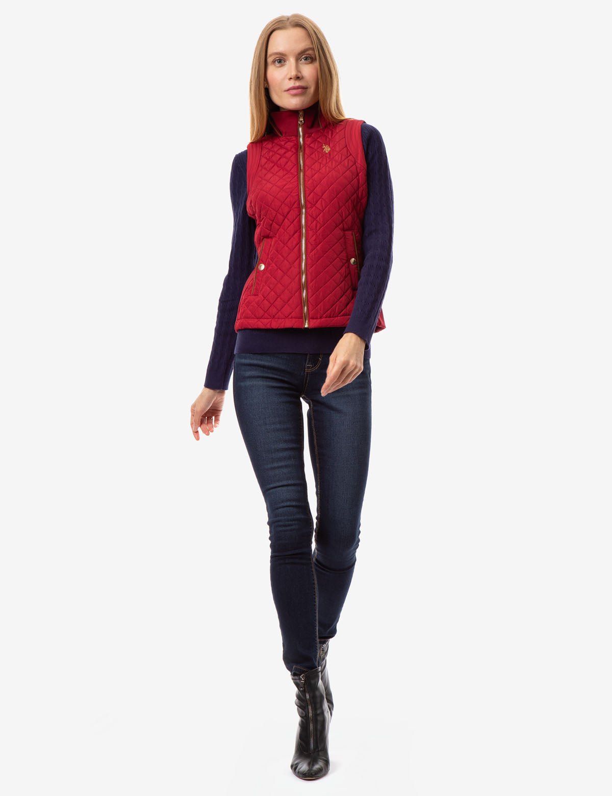 Side Knit Vest with Zipper Closure & Embroidered Logo | Casual Wear