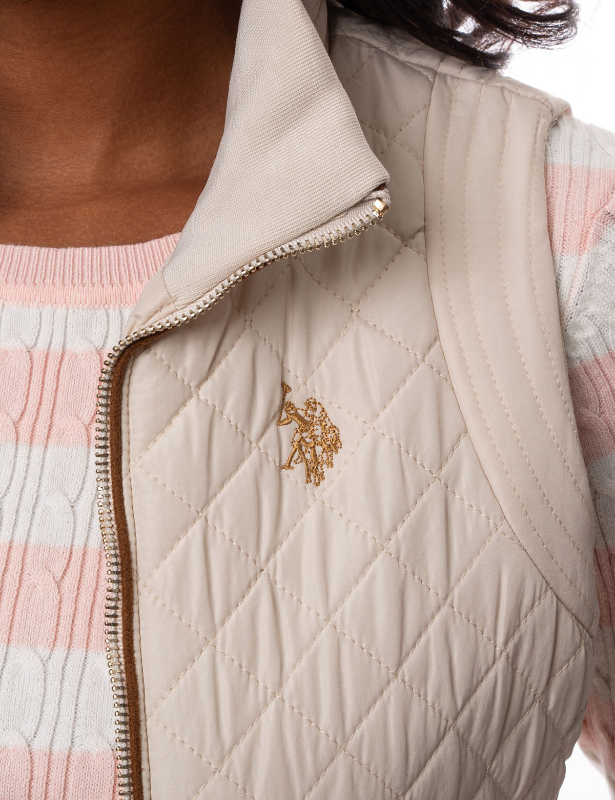 Side Knit Vest with Zipper Closure & Embroidered Logo | Casual Wear
