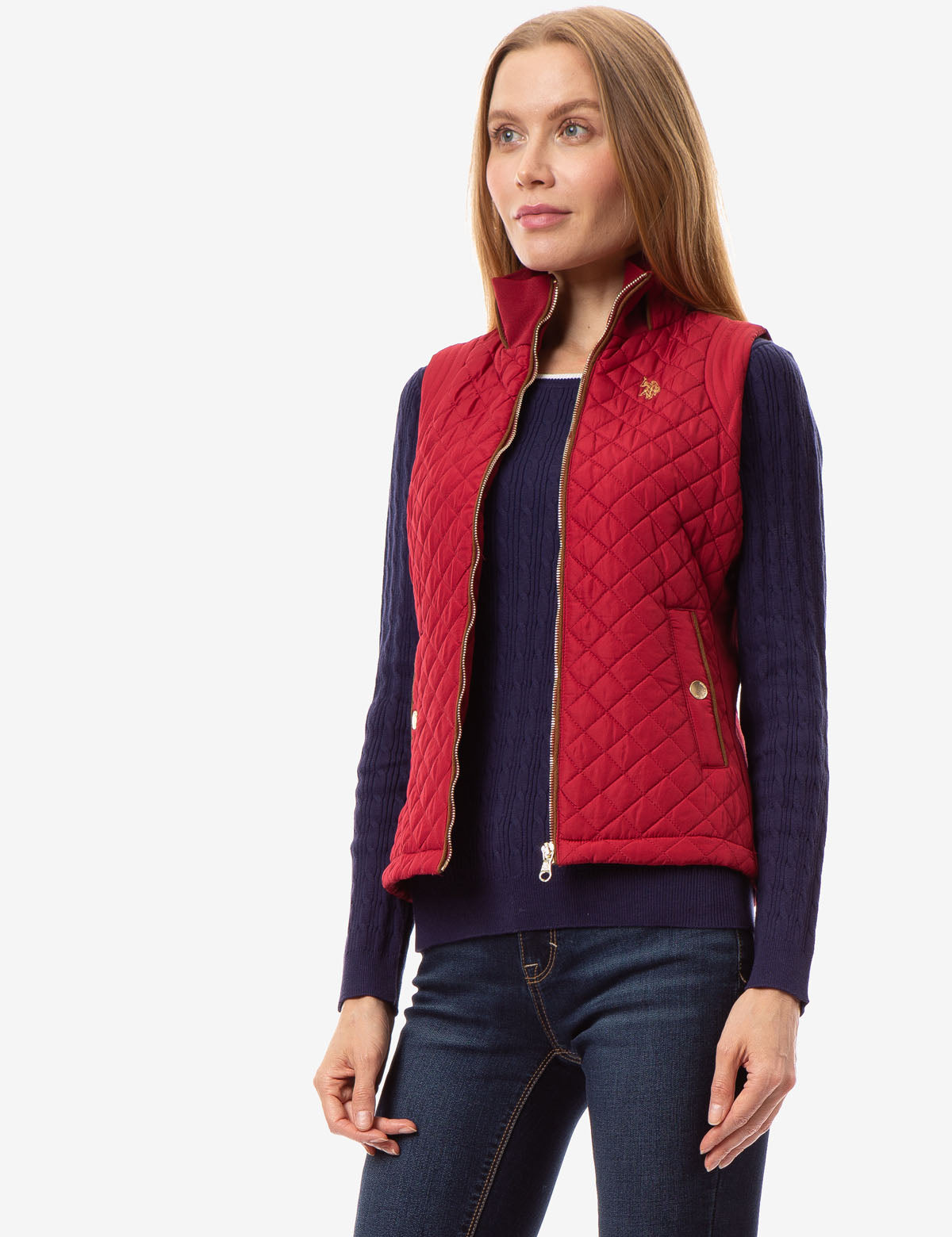 Side Knit Vest with Zipper Closure & Embroidered Logo | Casual Wear