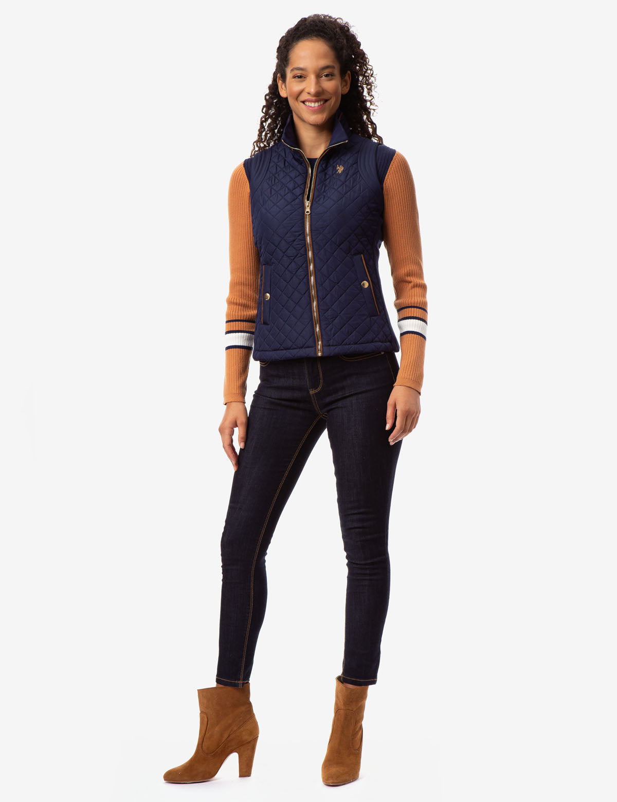 Side Knit Vest with Zipper Closure & Embroidered Logo | Casual Wear
