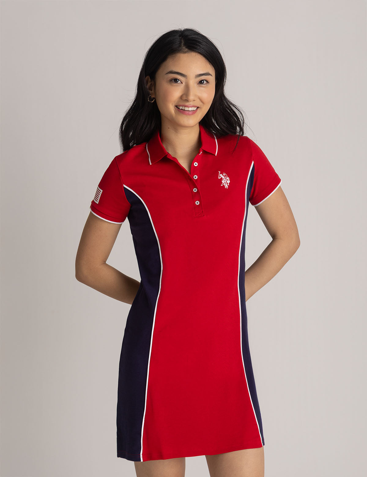 Flag Polo Dress with Contrast Side Panels | Sporty Style