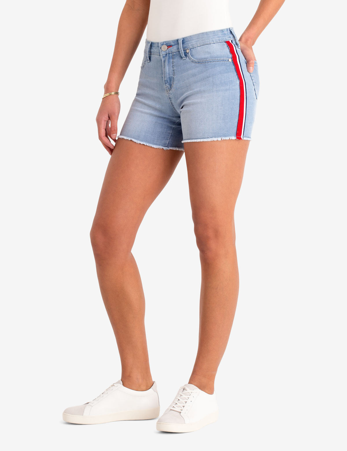 Side Stripe Denim Shorts with Stretch Twill | 4.5" Inseam