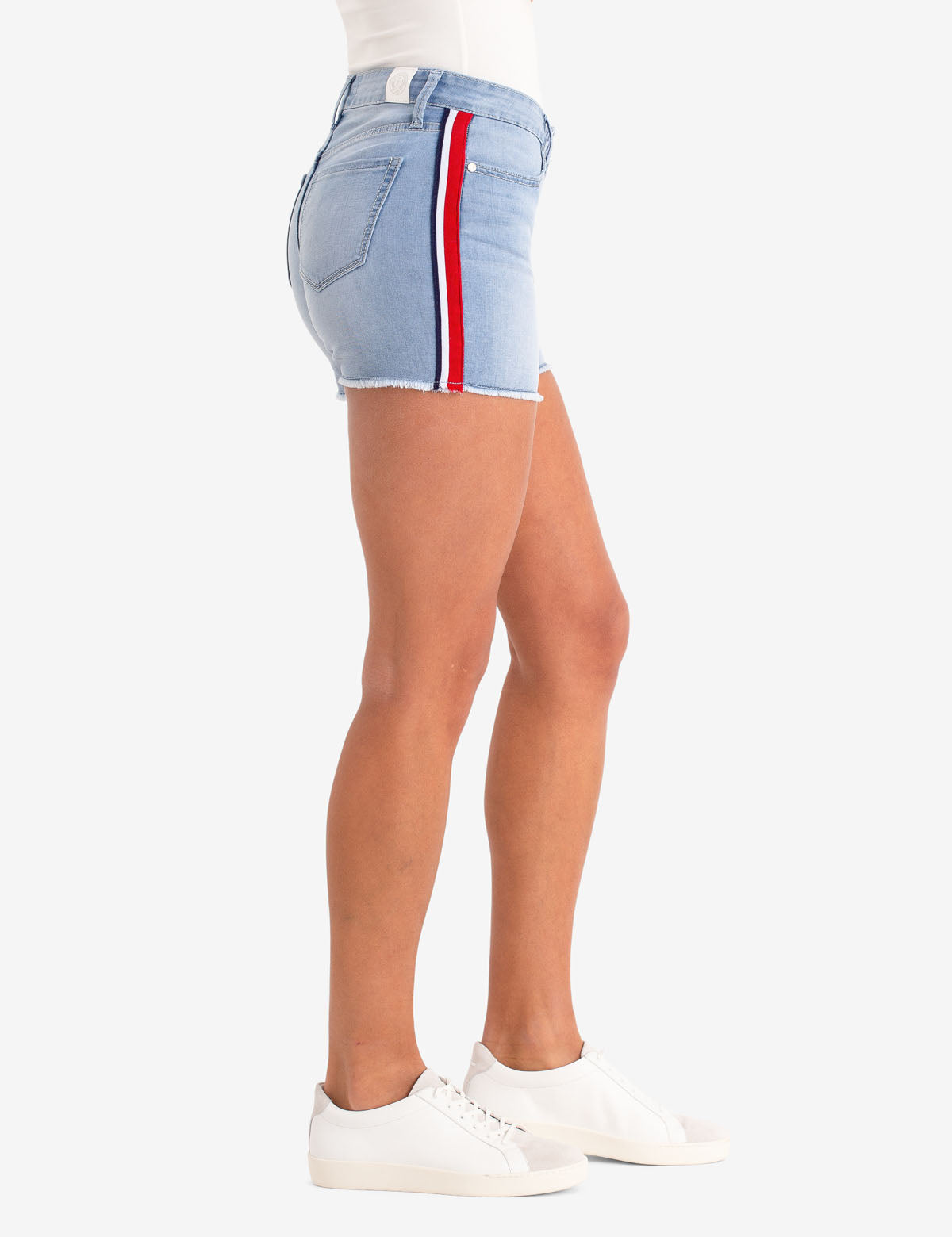 Side Stripe Denim Shorts with Stretch Twill | 4.5" Inseam