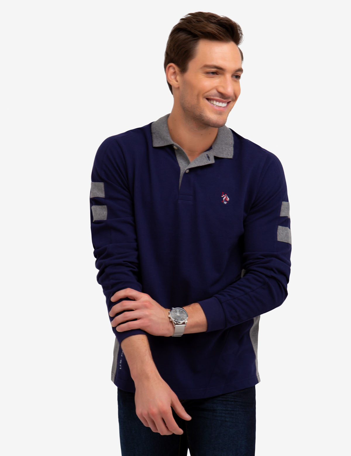 Long Sleeve Polo Shirt with Side Stripes & Cotton Fabric | U.S. Polo Assn.