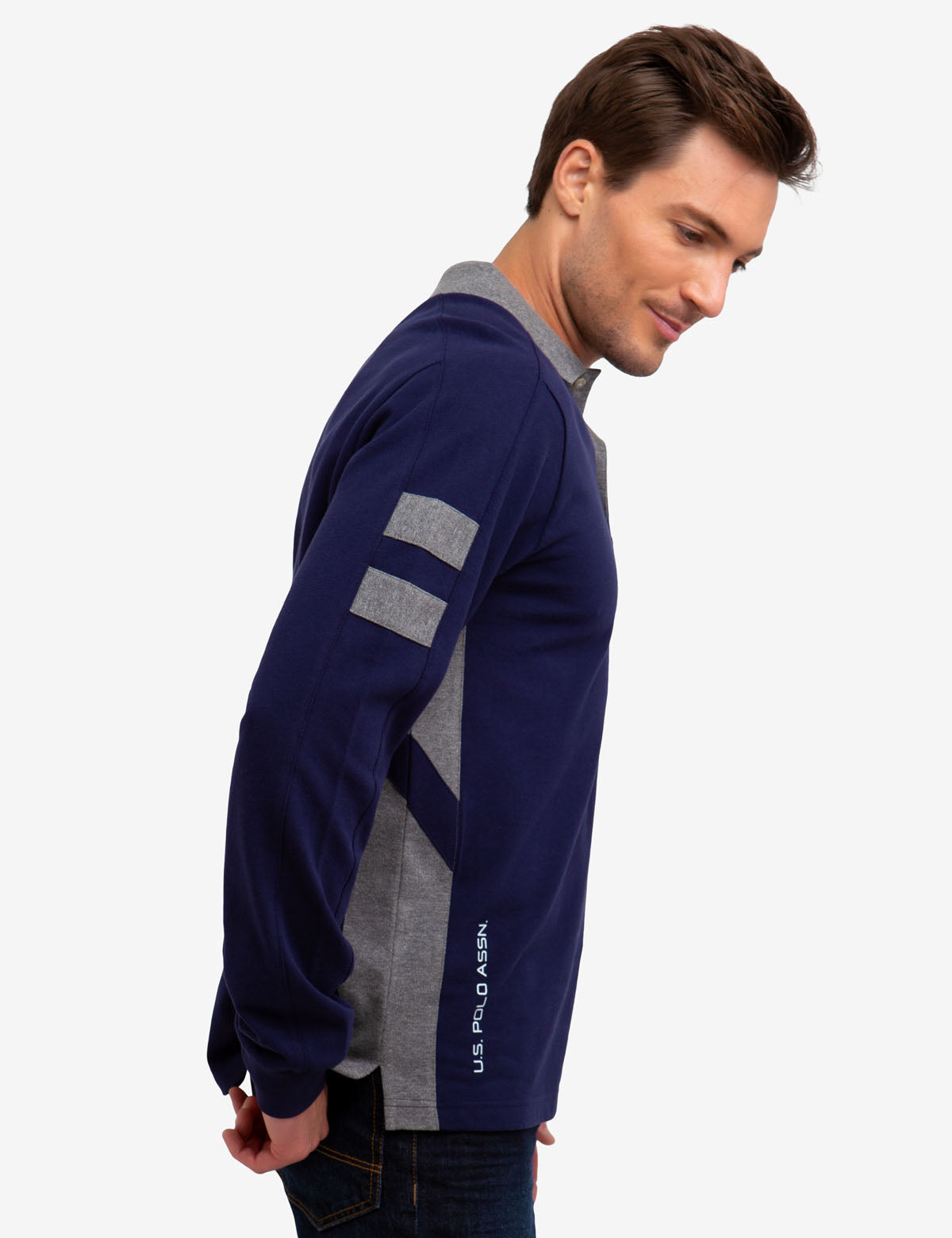 Long Sleeve Polo Shirt with Side Stripes & Cotton Fabric | U.S. Polo Assn.