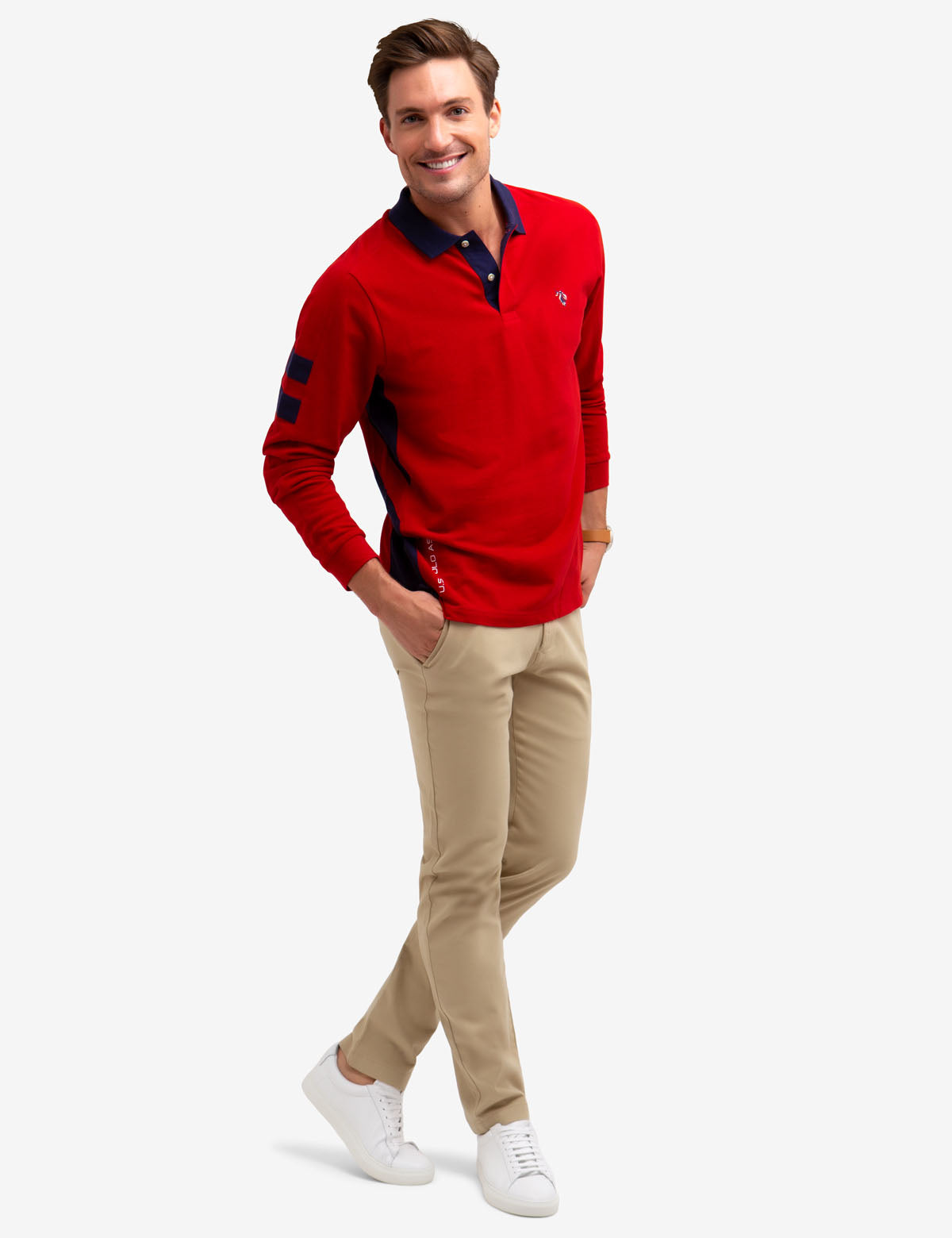 Long Sleeve Polo Shirt with Side Stripes & Cotton Fabric | U.S. Polo Assn.