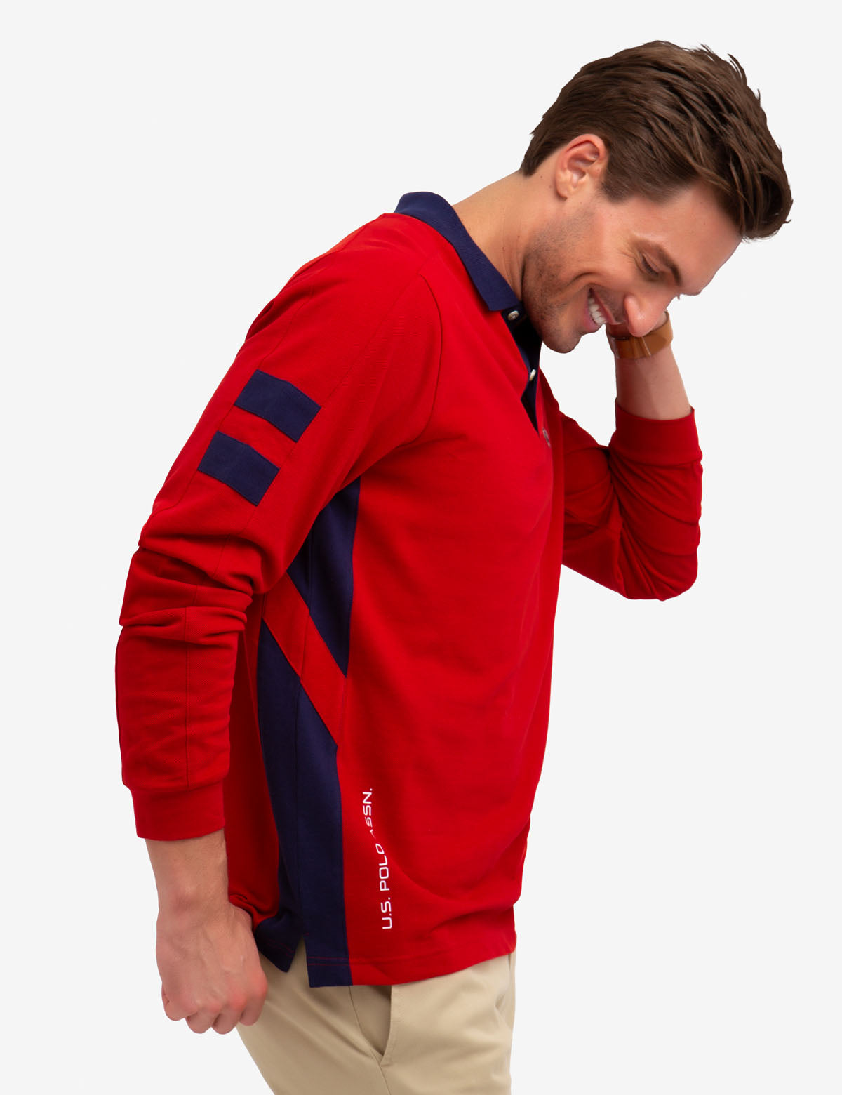 Long Sleeve Polo Shirt with Side Stripes & Cotton Fabric | U.S. Polo Assn.