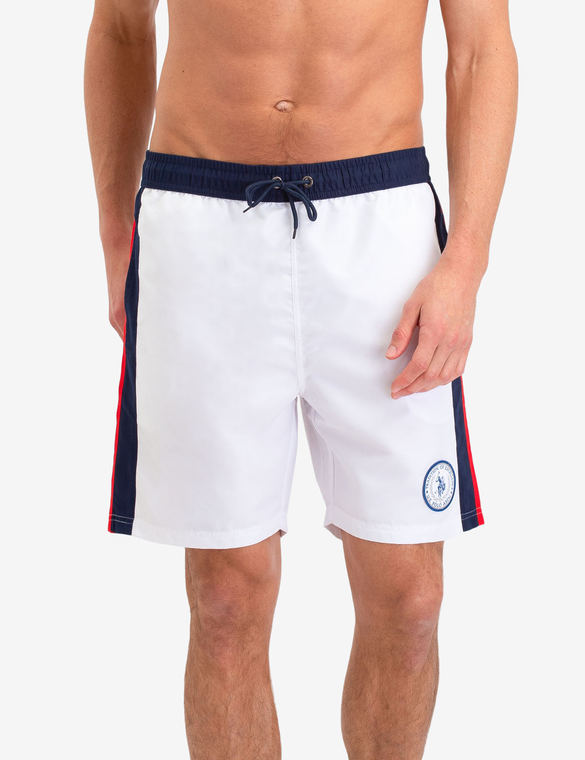 Side Stripe Swim Trunks with Drawstring Waistband | Quick-Dry Design