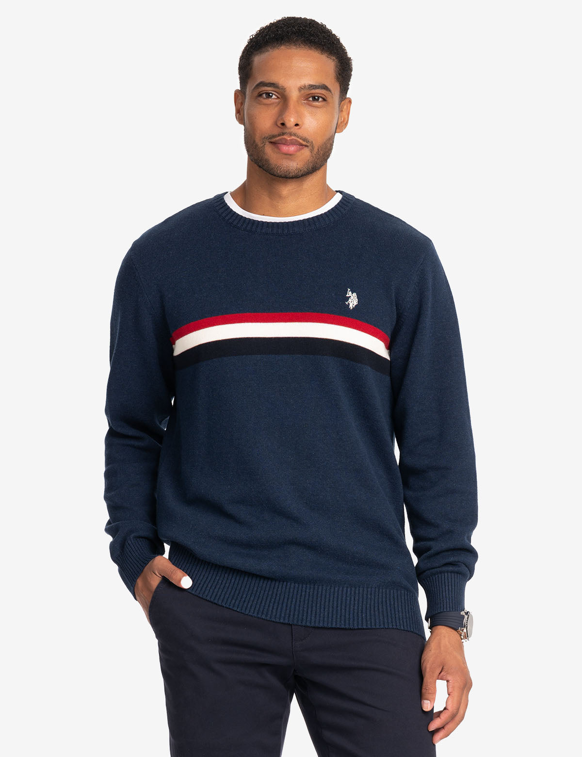 Signature Stripe Crew Neck Sweater | Classic Casual Knitwear