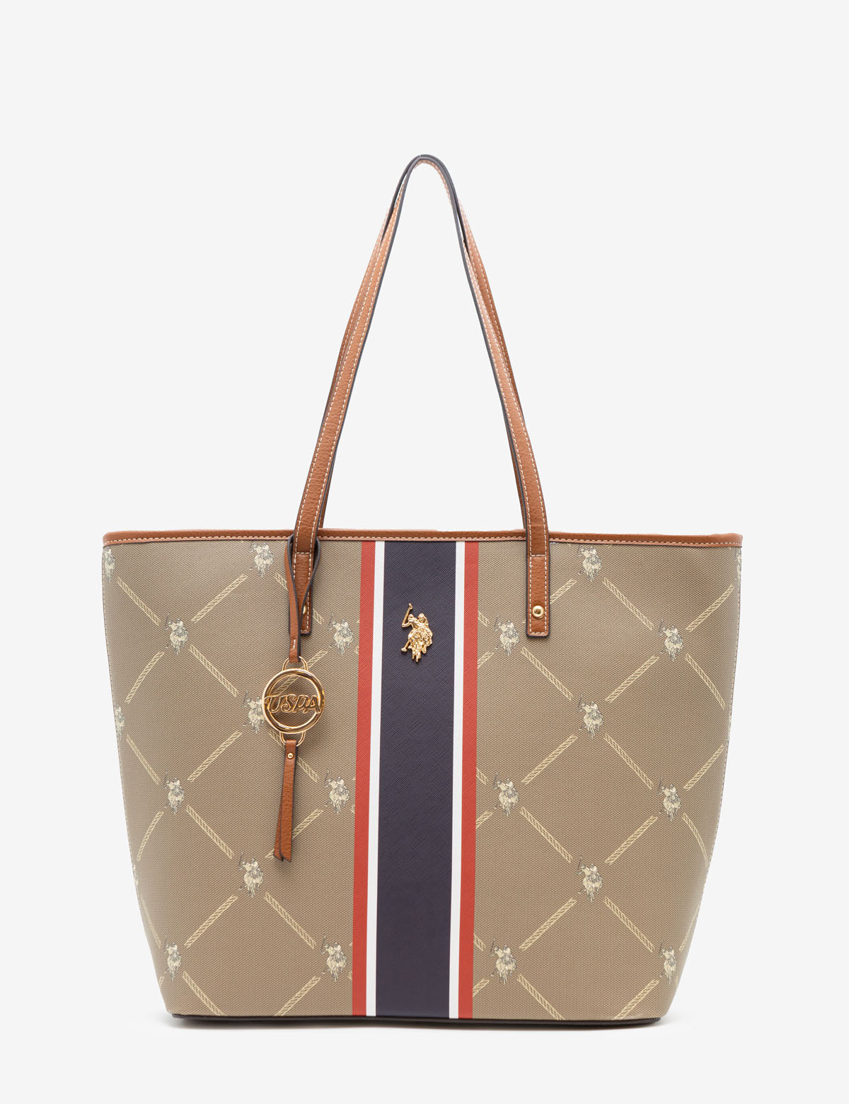 Premium PU Tote Bag with Zip Pockets & Signature Print | USPA
