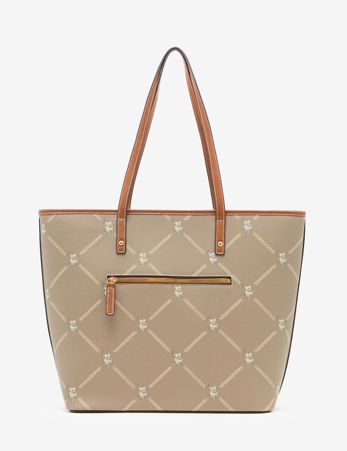 Premium PU Tote Bag with Zip Pockets & Signature Print | USPA