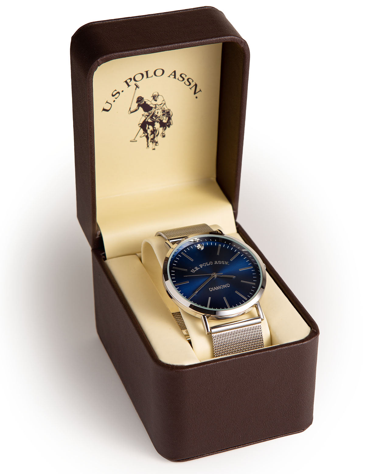 Silvertone Bracelet Watch with Blue Dial & Link Strap | U.S. POLO ASSN.
