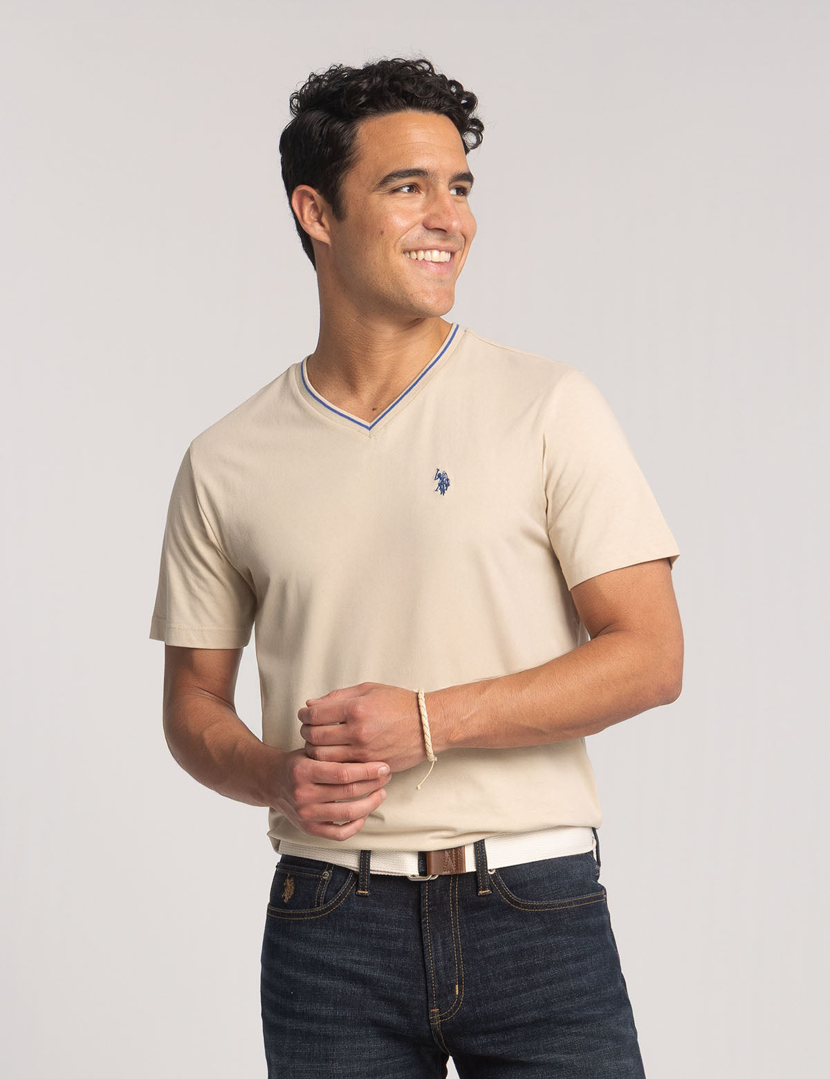Tipped V-Neck Jersey T-Shirt for Men | Soft & Breathable