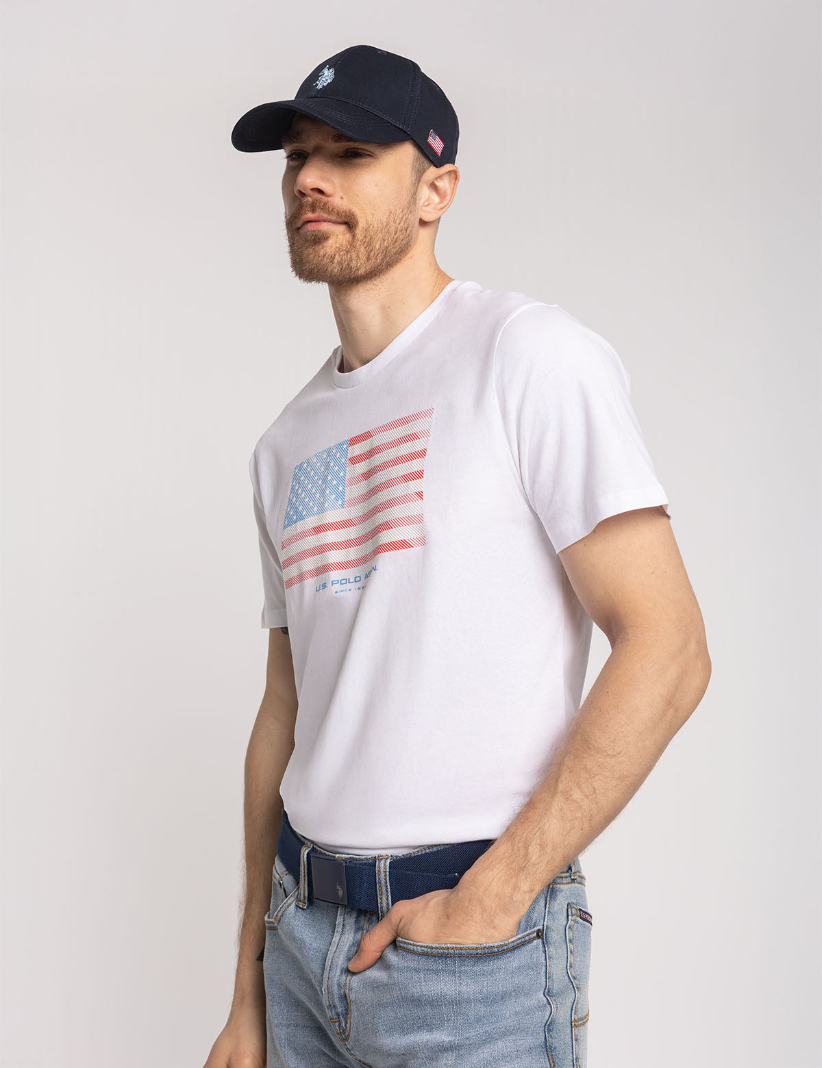 Diagonal Stripes Graphic T-Shirt | Flag Design Casual Tee