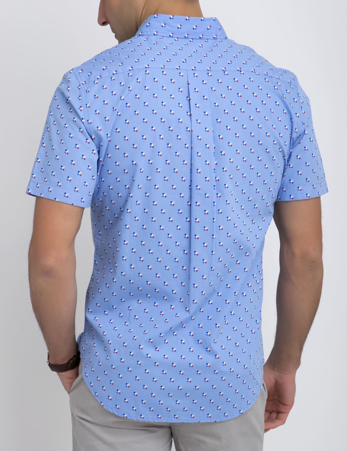 Men's Slim Fit Cotton Shirt with Circle Print | Short Sleeve