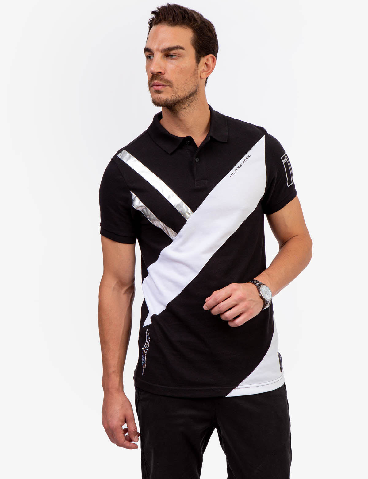 Slim Fit Colorblock Polo Shirt with Ribbed Cuffs | US Polo Assn