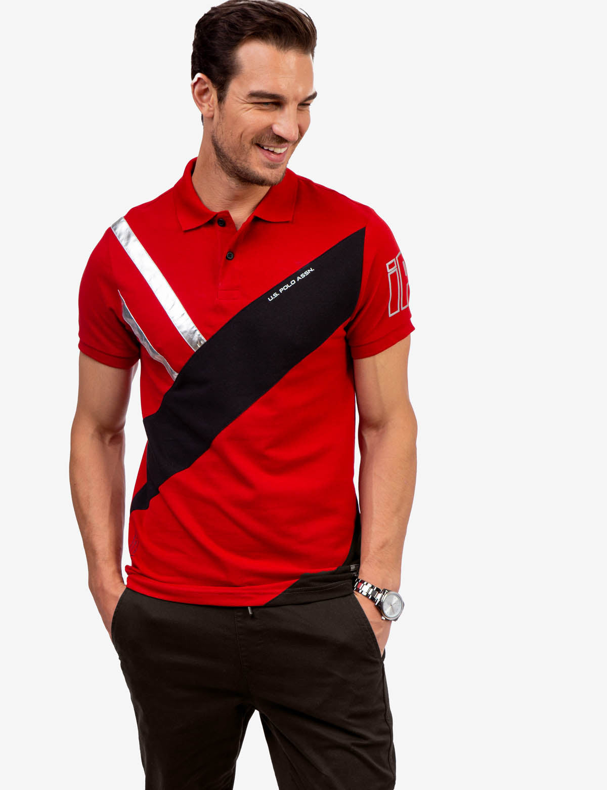Slim Fit Colorblock Polo Shirt with Ribbed Cuffs | US Polo Assn