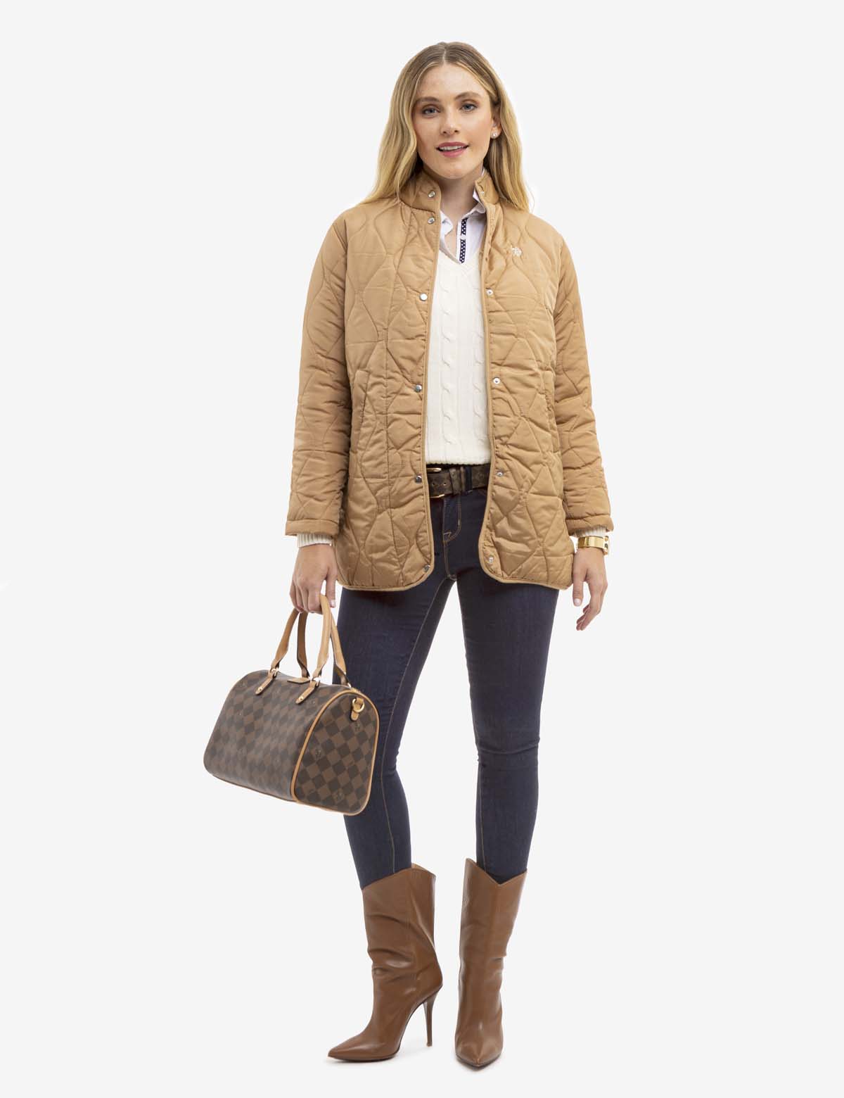 PU Leather Satchel Bag with Crossbody Strap | Diamond Signature Swifty