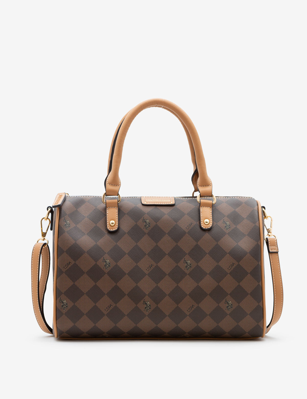 PU Leather Satchel Bag with Crossbody Strap | Diamond Signature Swifty