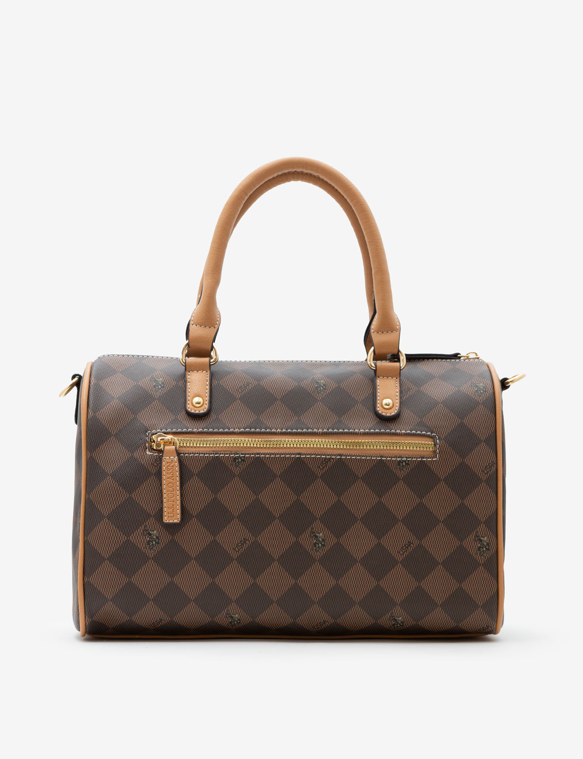 PU Leather Satchel Bag with Crossbody Strap | Diamond Signature Swifty