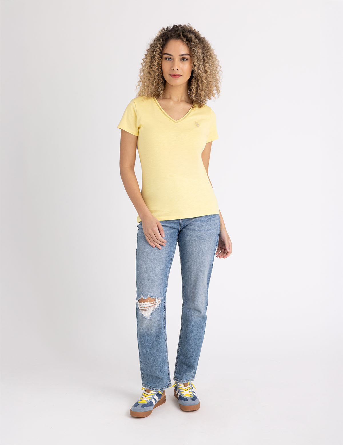 Metallic Trim V-Neck T-Shirt | Stylish Casual Top
