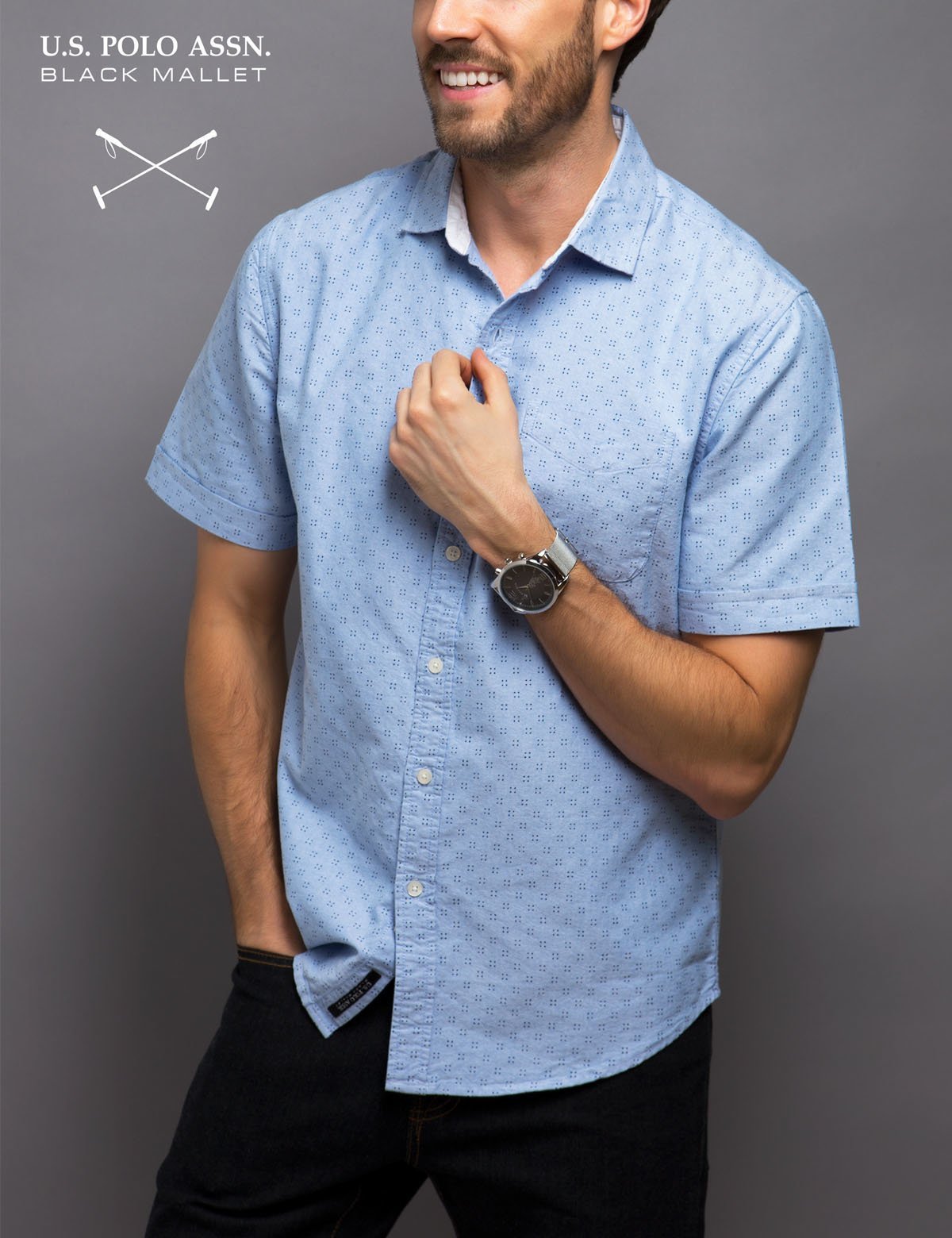 Slim Fit Oxford Shirt with Button Front & Embroidered Logo | Classic Style