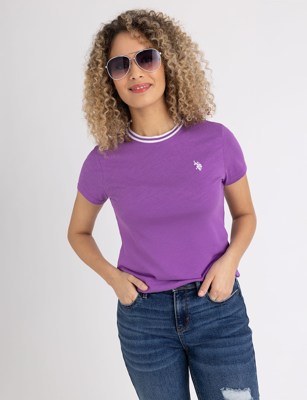 Ringer Neck Trim T-Shirt for Men & Women | Casual Vintage Style