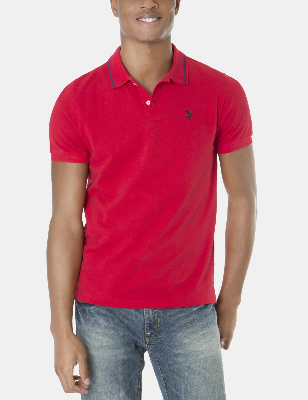 Slim Fit Cotton Polo Shirt with Logo | Short Sleeve & Ribbed Cuffs
