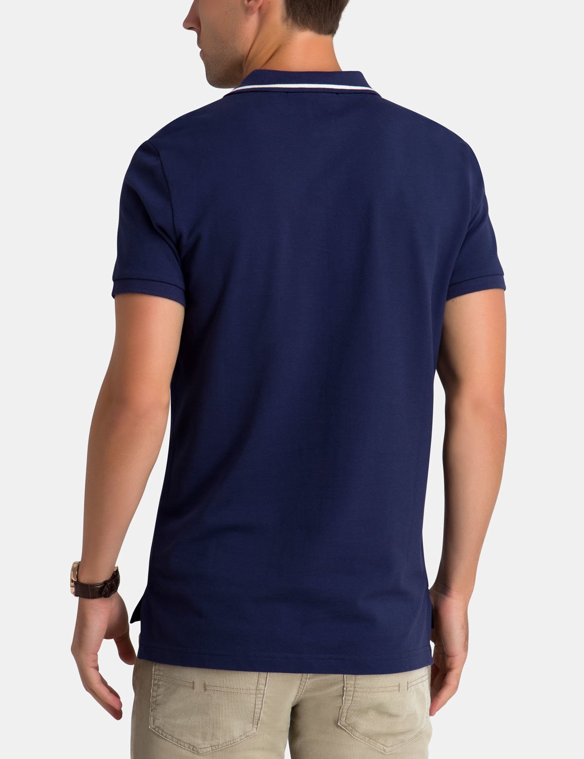 Slim Fit Cotton Polo Shirt with Logo | Short Sleeve & Ribbed Cuffs