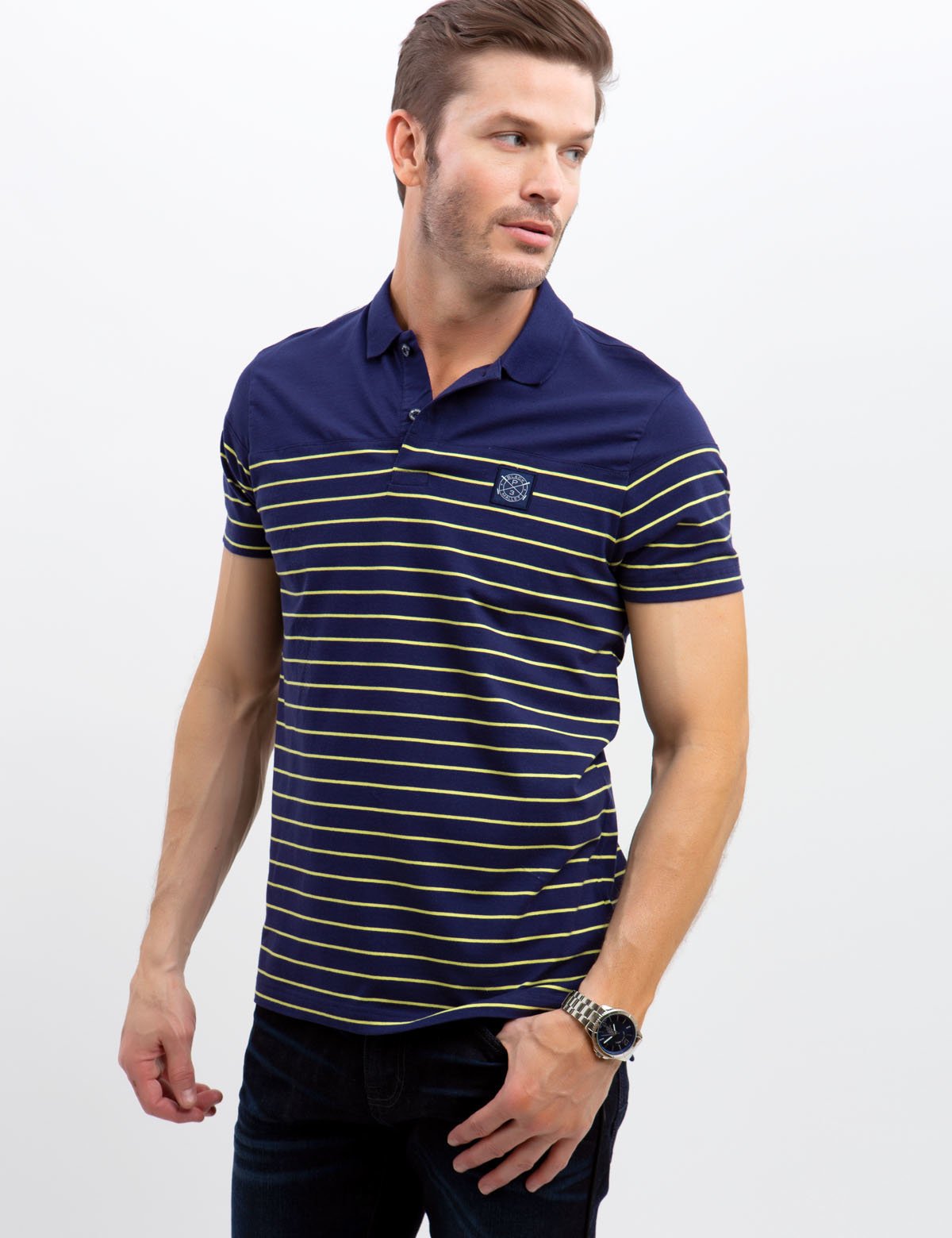 Slim Fit Stretch Jersey Polo Shirt with Striped Design | U.S. Polo Assn.