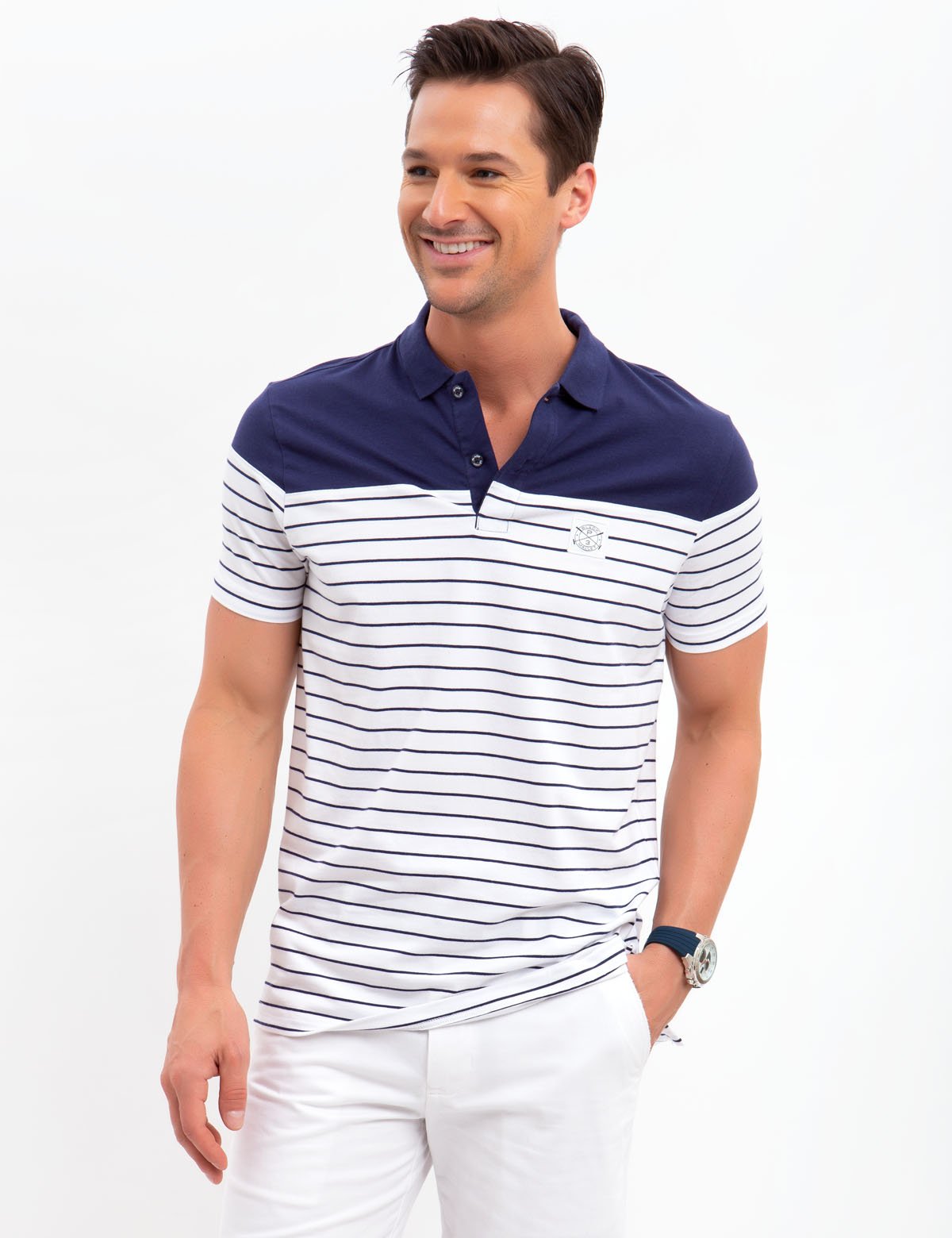 Slim Fit Stretch Jersey Polo Shirt with Striped Design | U.S. Polo Assn.
