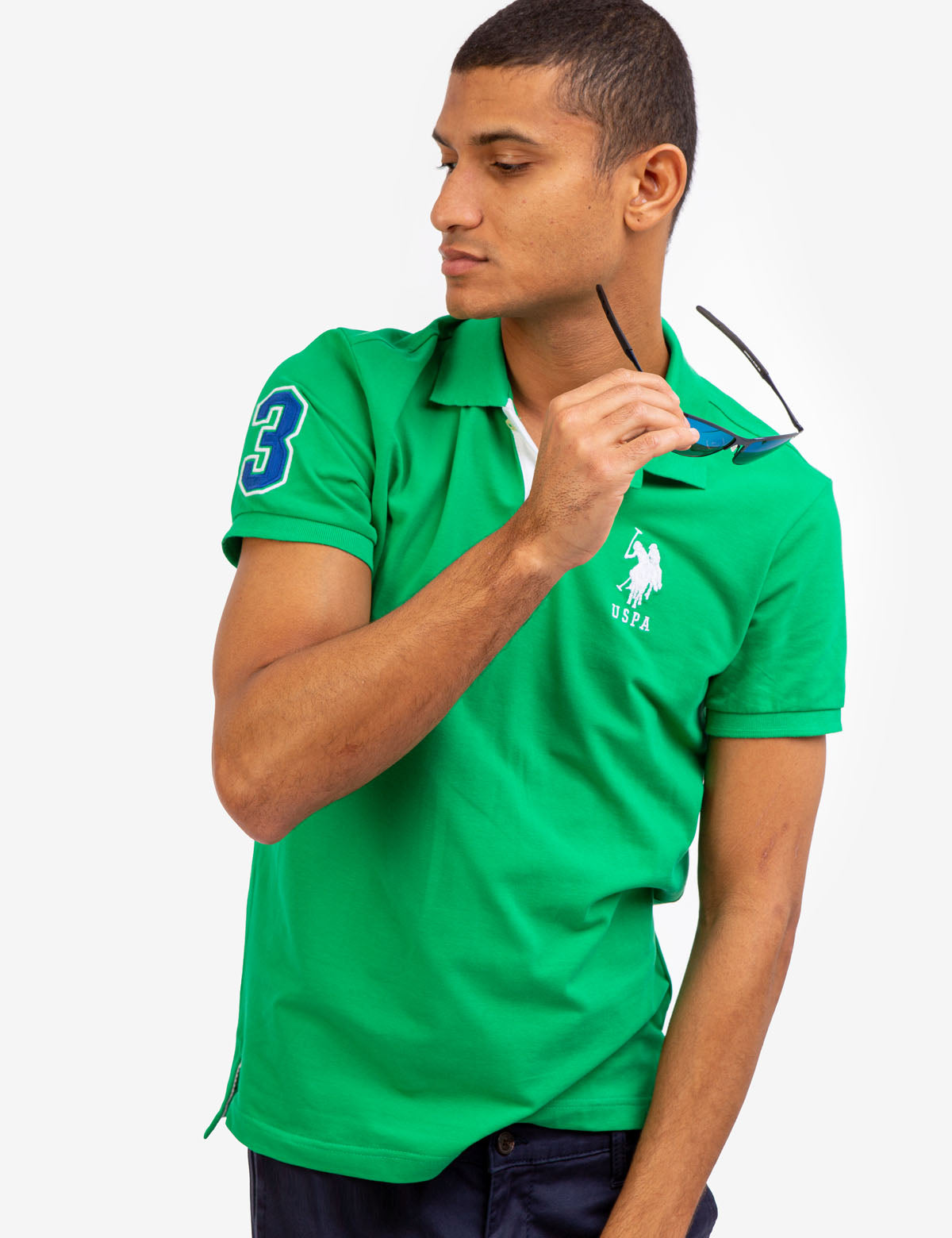 Slim Fit Stretch Polo Shirt with Pinstripe Design & Ribbed Cuffs | Cotton-Spandex Blend