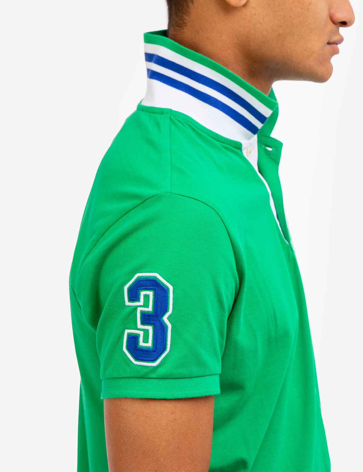 Slim Fit Stretch Polo Shirt with Pinstripe Design & Ribbed Cuffs | Cotton-Spandex Blend