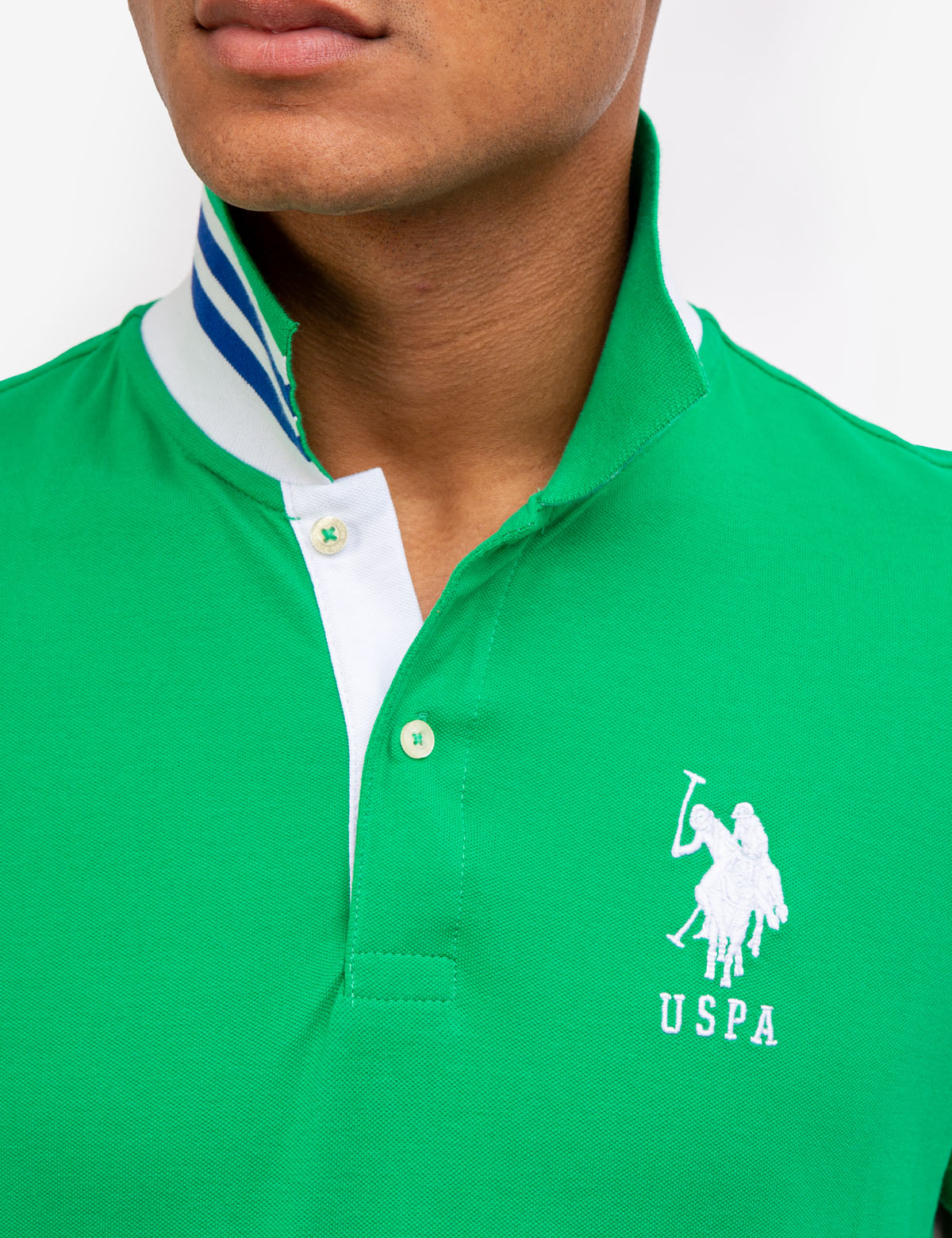 Slim Fit Stretch Polo Shirt with Pinstripe Design & Ribbed Cuffs | Cotton-Spandex Blend