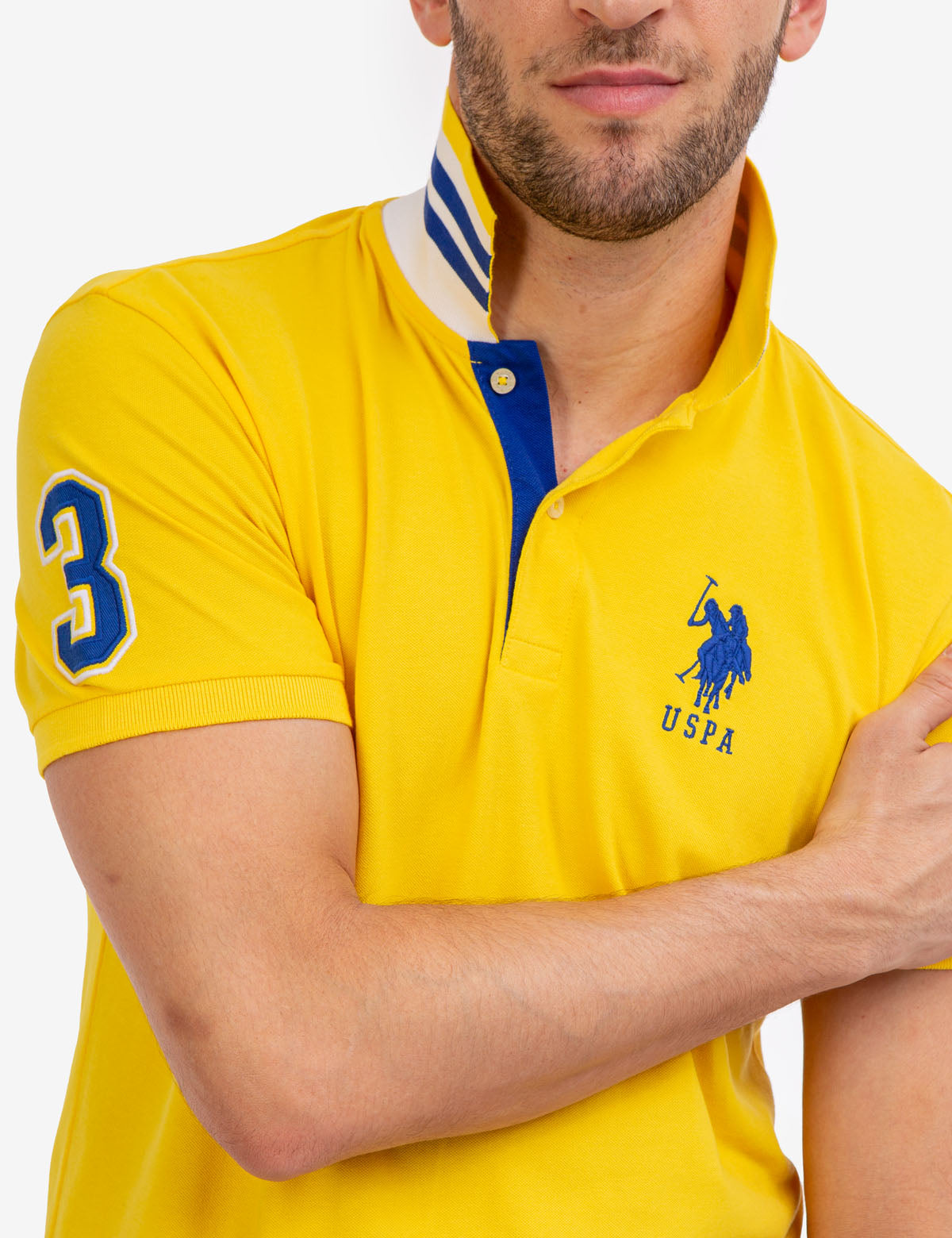 Slim Fit Stretch Polo Shirt with Pinstripe Design & Ribbed Cuffs | Cotton-Spandex Blend