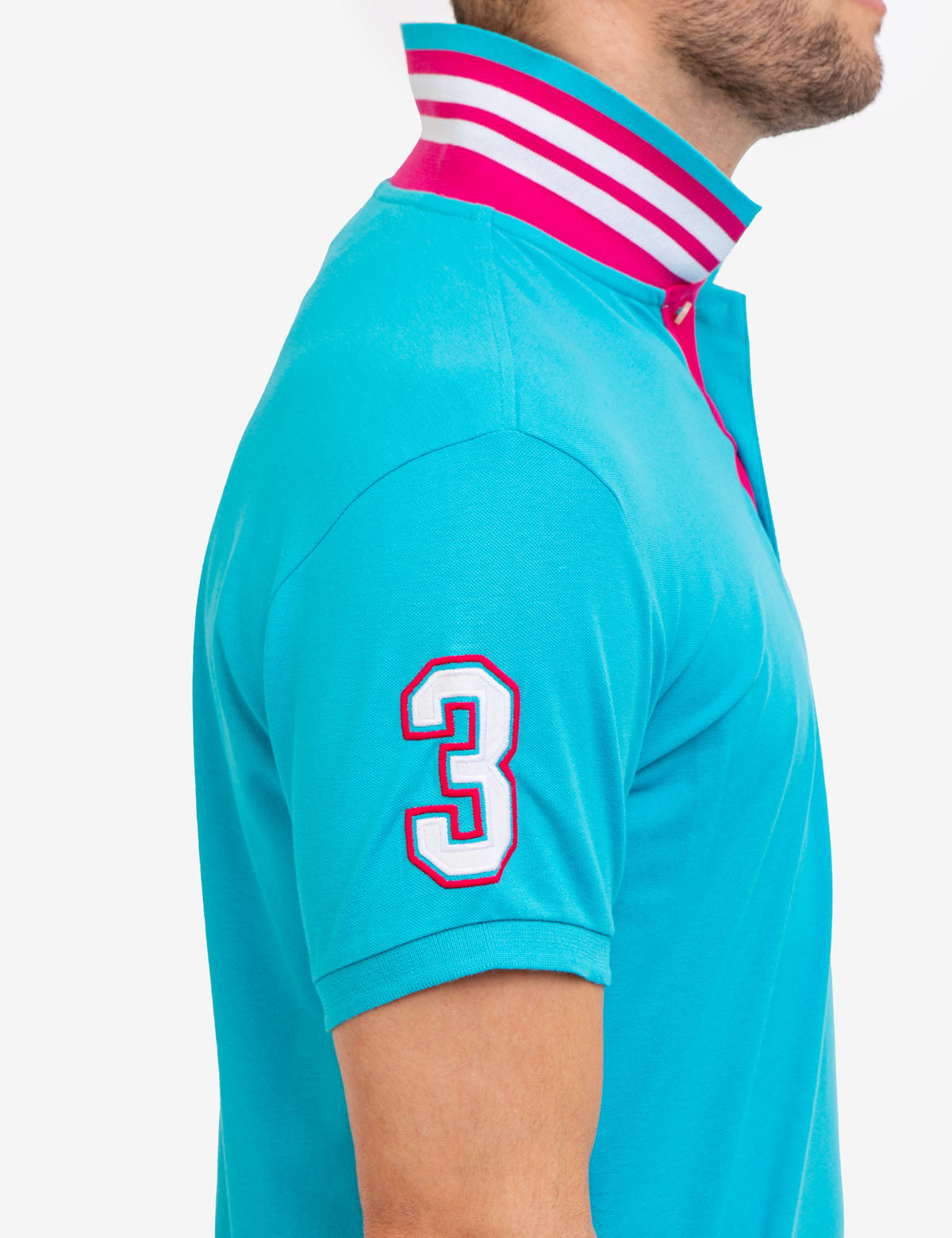 Slim Fit Stretch Polo Shirt with Pinstripe Design & Ribbed Cuffs | Cotton-Spandex Blend