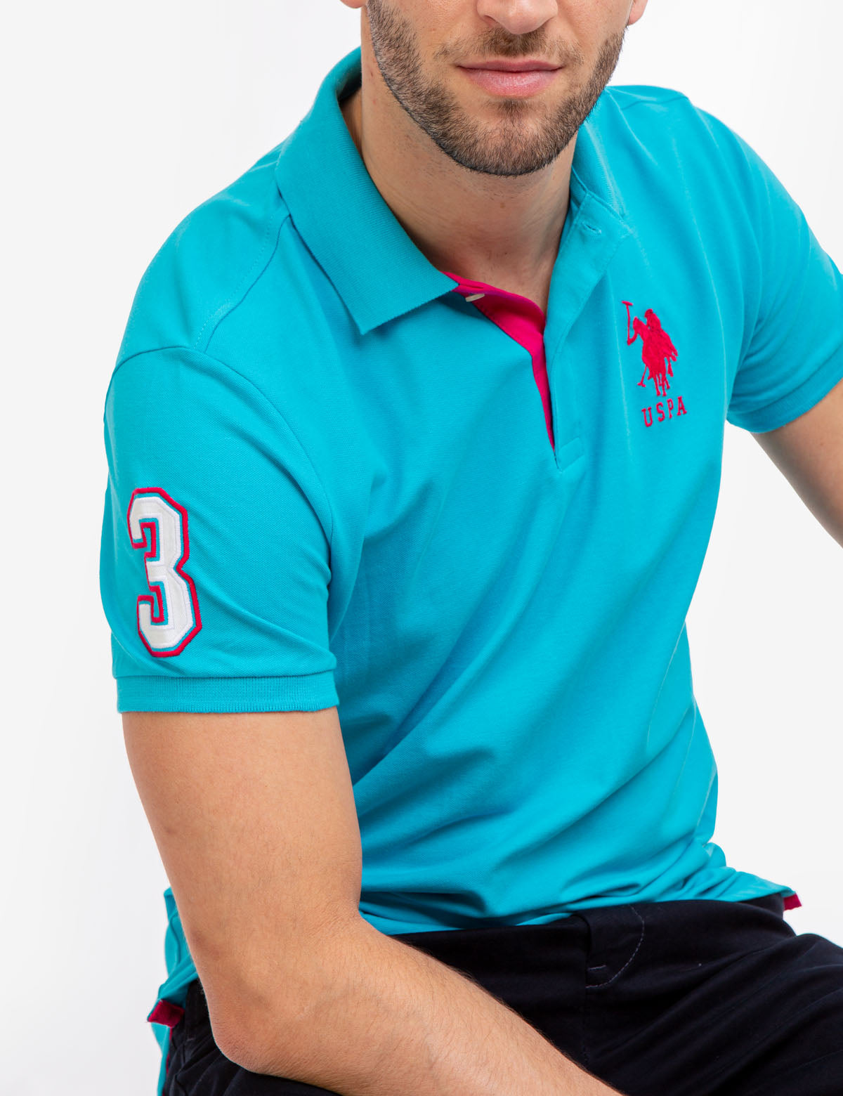 Slim Fit Stretch Polo Shirt with Pinstripe Design & Ribbed Cuffs | Cotton-Spandex Blend