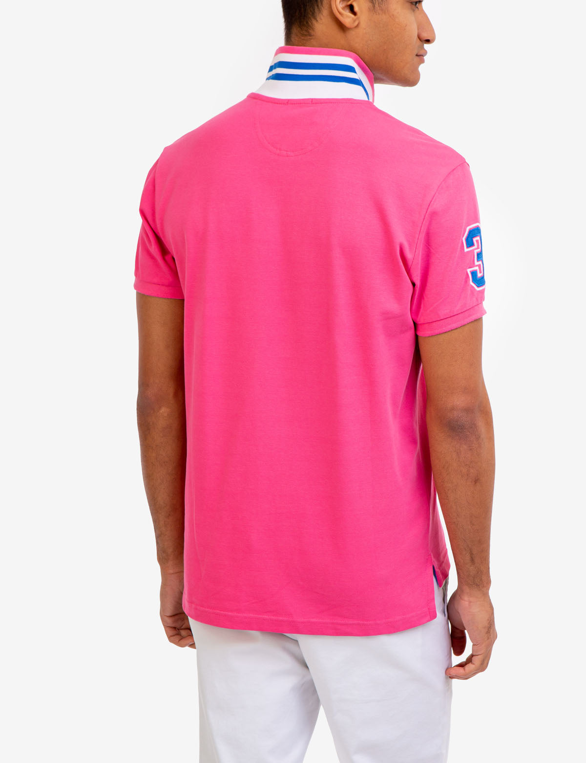 Slim Fit Stretch Polo Shirt with Pinstripe Design & Ribbed Cuffs | Cotton-Spandex Blend