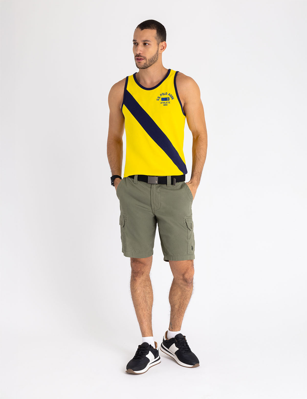 Contrast Diagonal Sash Muscle Tank | Athletic Fit & Stylish