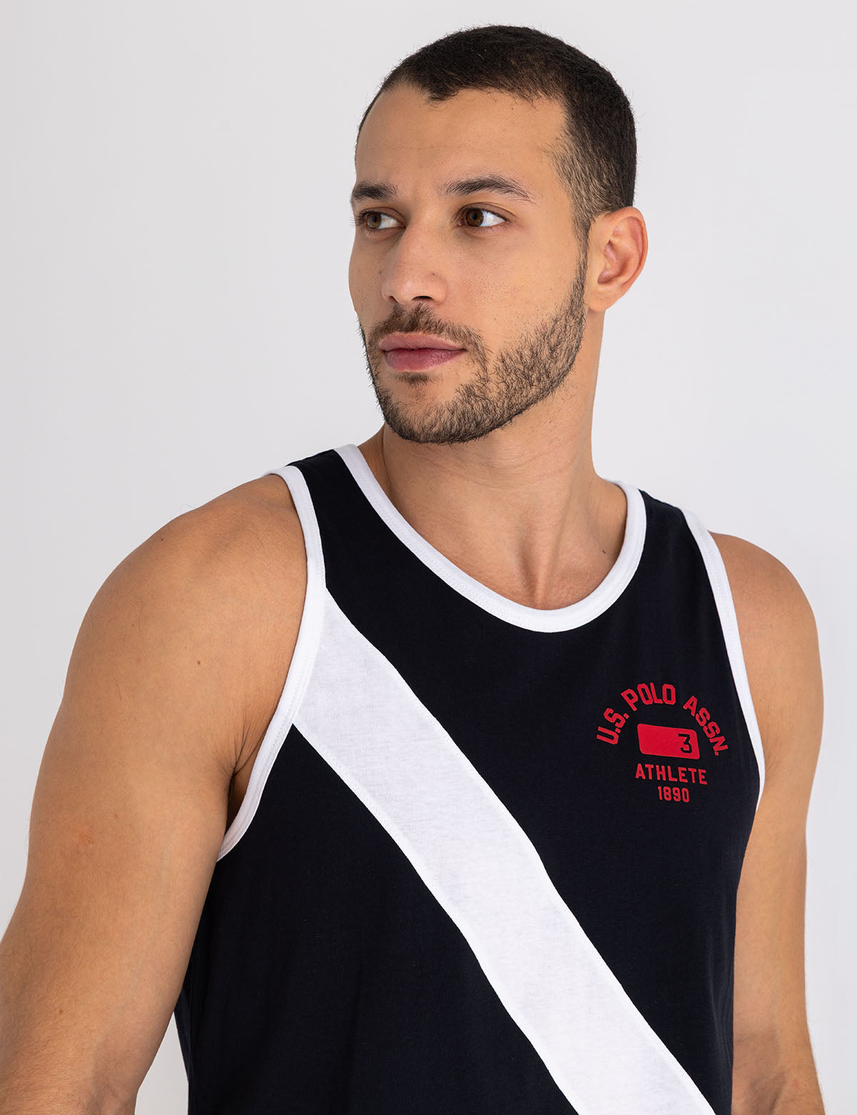 Contrast Diagonal Sash Muscle Tank | Athletic Fit & Stylish