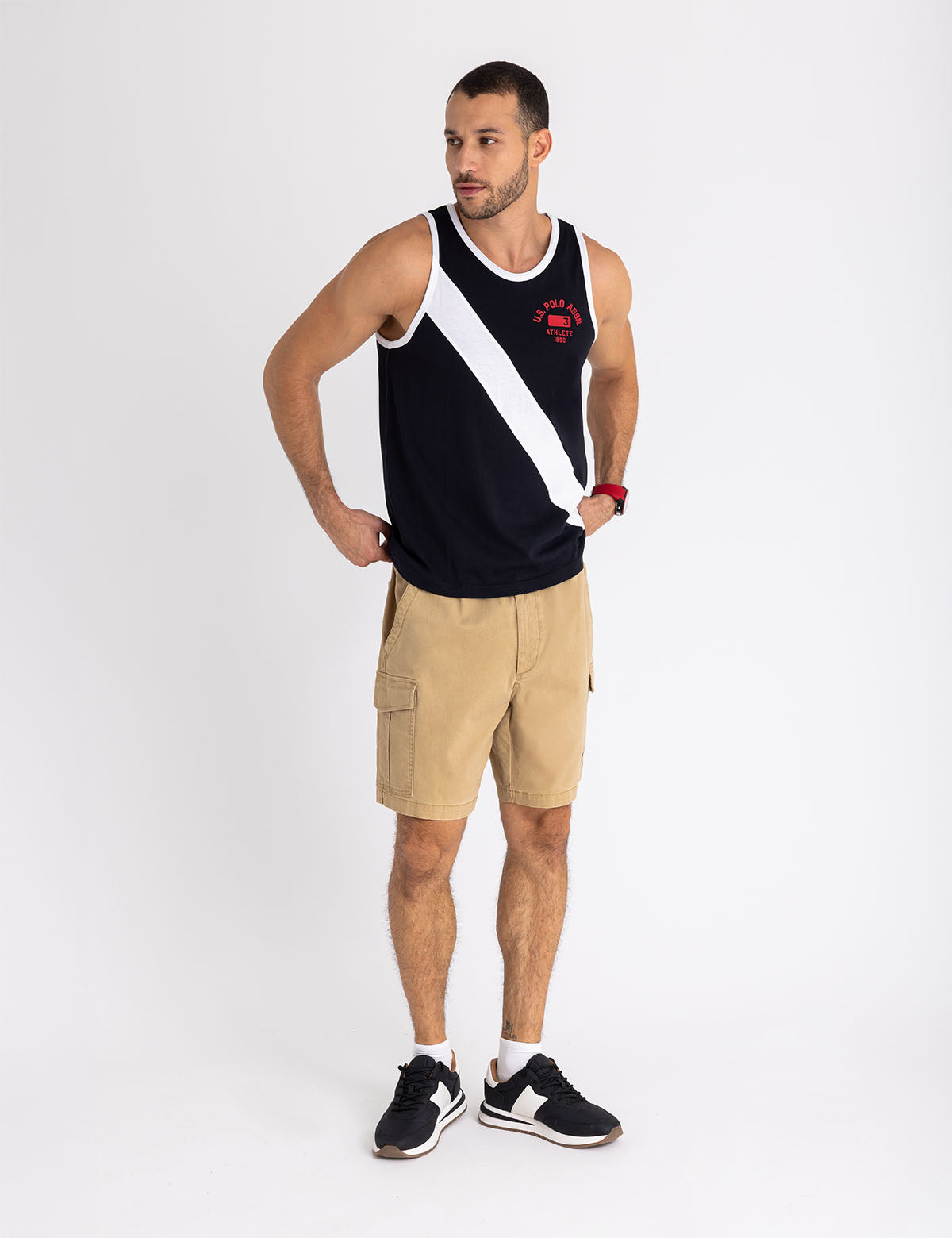 Contrast Diagonal Sash Muscle Tank | Athletic Fit & Stylish