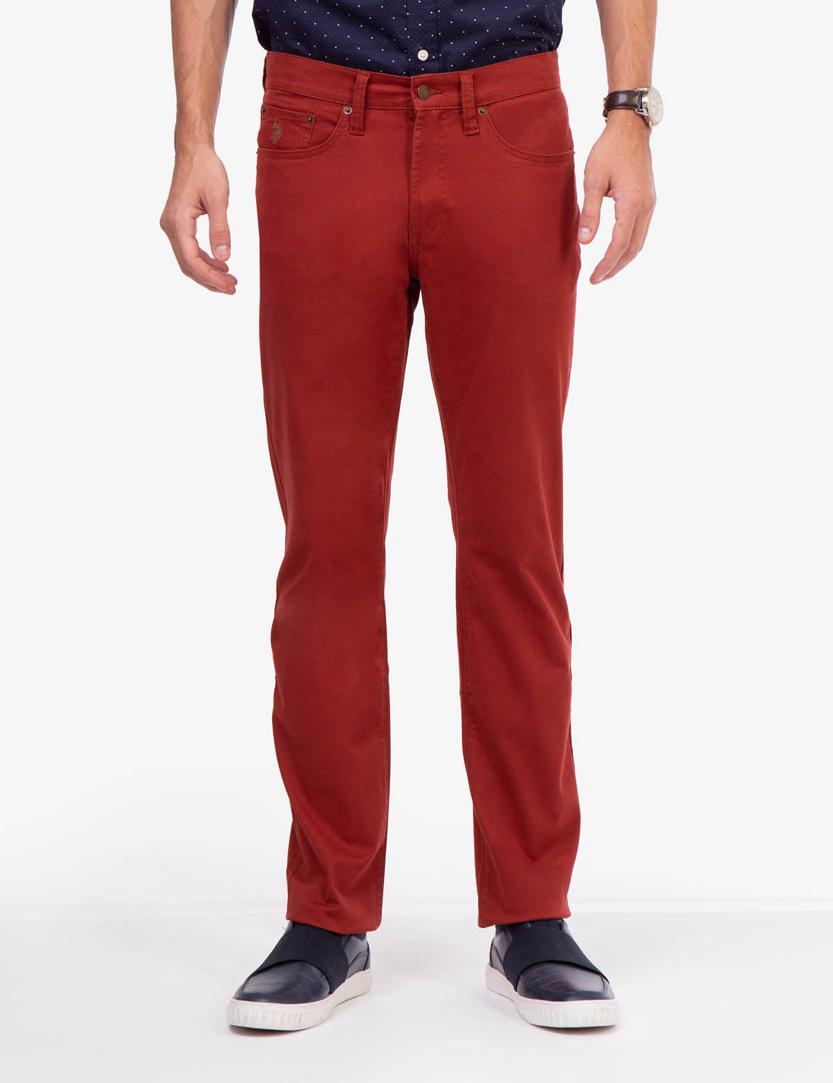 Slim Straight Stretch Chino Pants for Men | 5-Pocket Comfort Fit